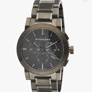 Burberry Men's BU9354 Large Check Gray Ion Plated Stainless Steel Watch, Grey,